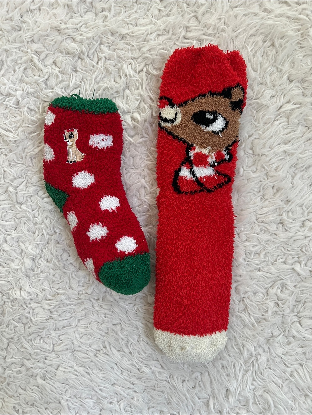 Rudolph the Reindeer Socks Fuzzy Clarice Christmas Holiday